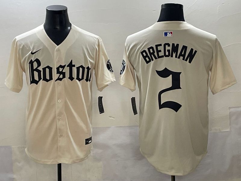 Men 2025 Boston Red Sox #2 Bregman Cream Five generations Joint Name Nike MLB Jersey style 1->boston red sox->MLB Jersey